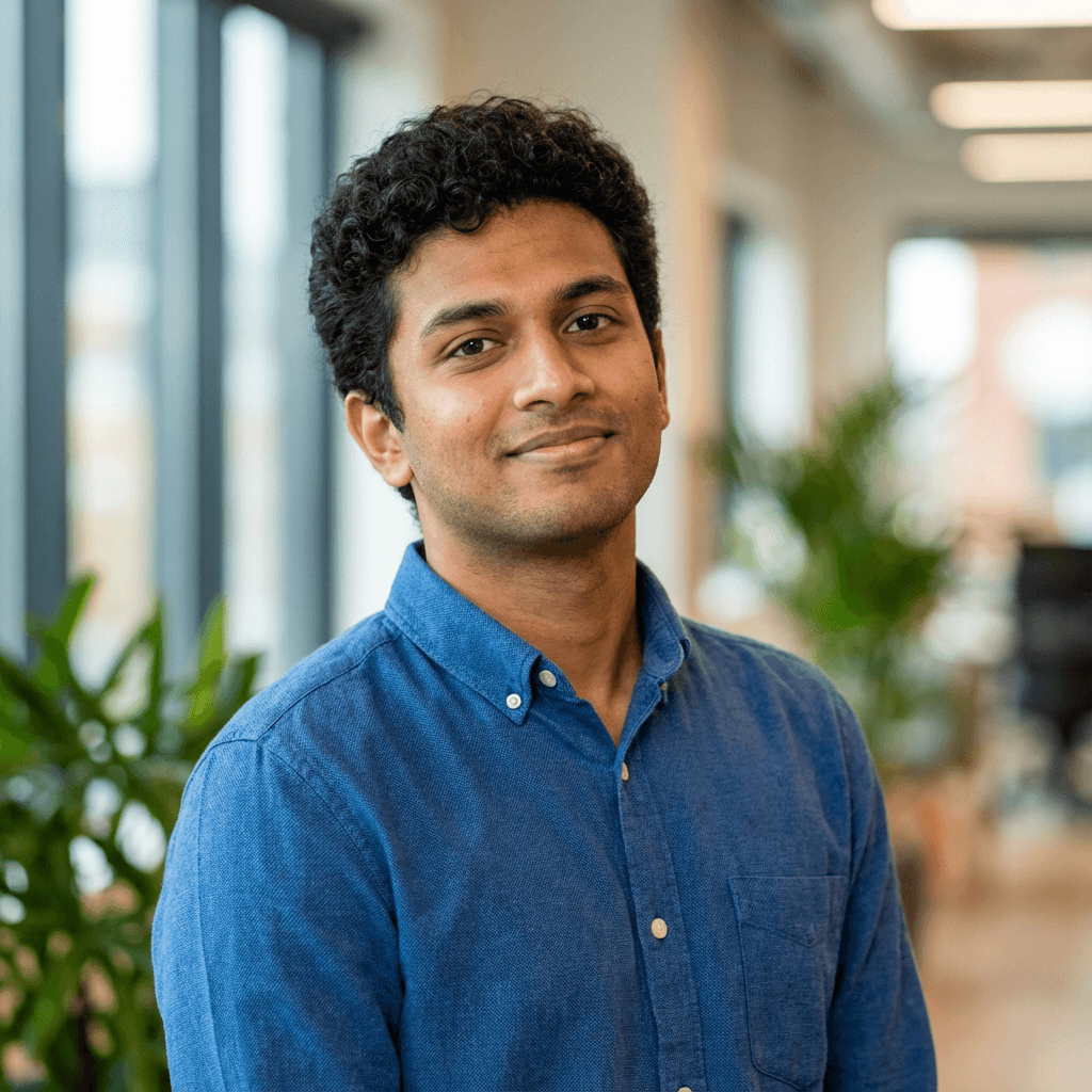 Rahul Verma in a modern co-working space