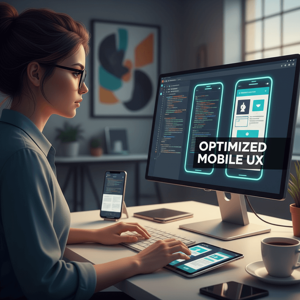 web developer working on website optimization for mobile devices